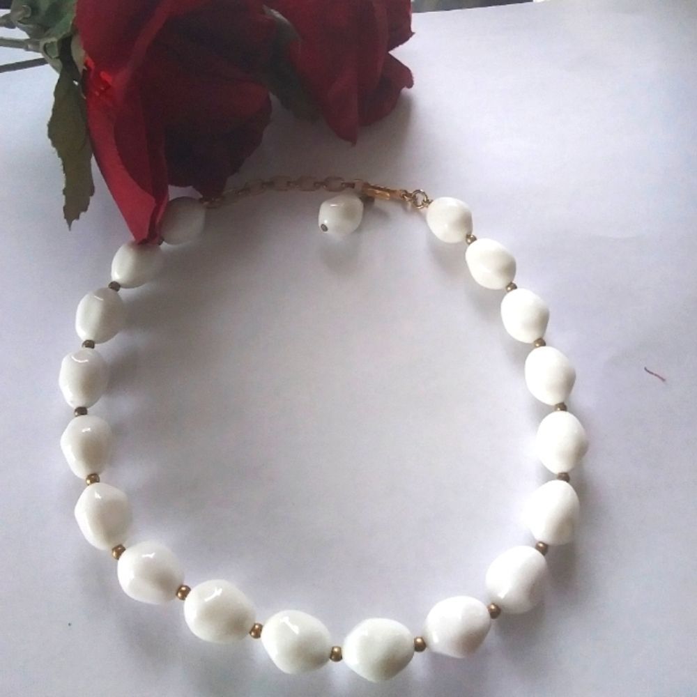Vintage Gold Colored Bead Necklace